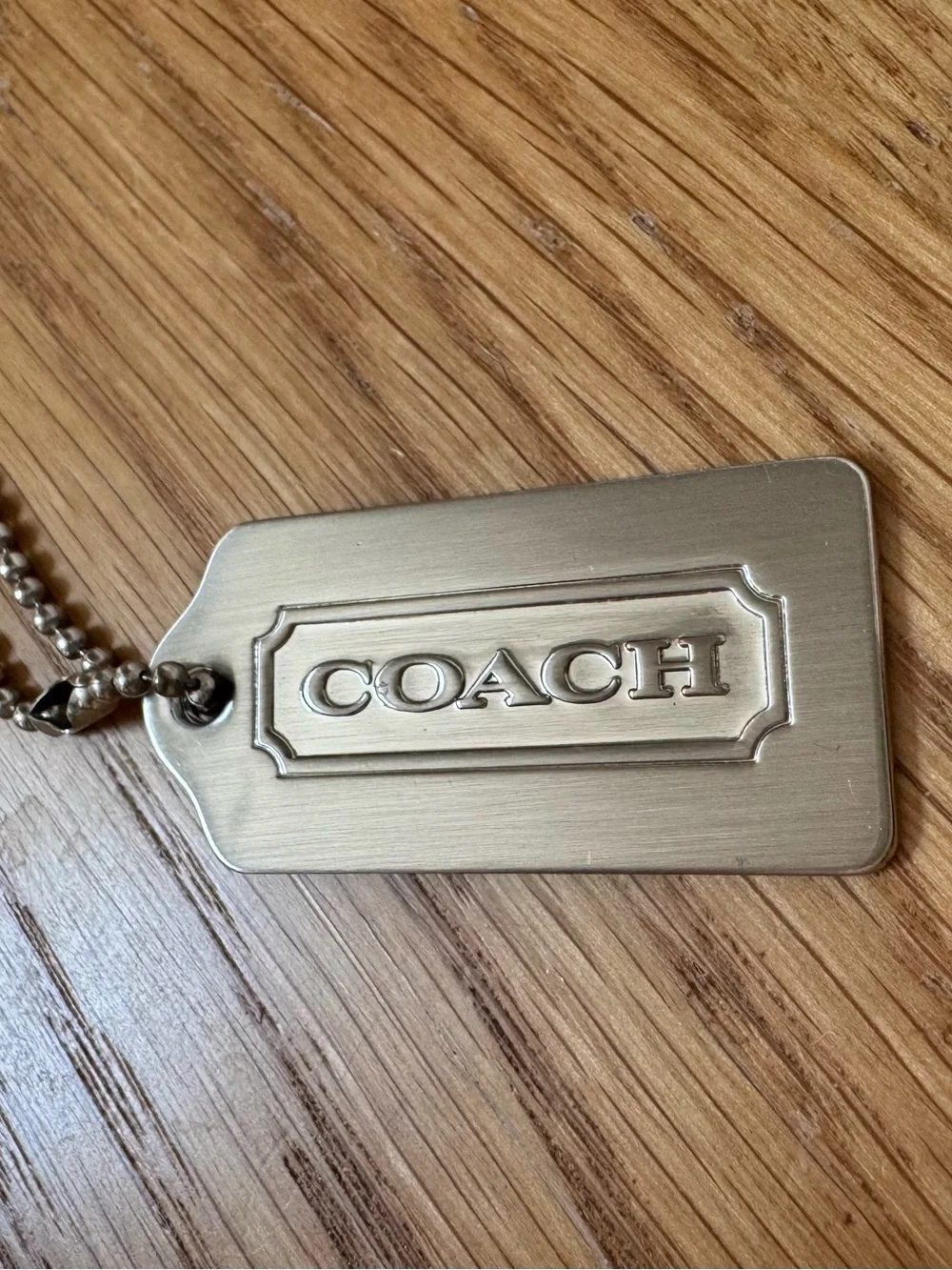 Vintage Coach Silvery Nickel Metal Hang Tag Fob Bag Charm Keychain